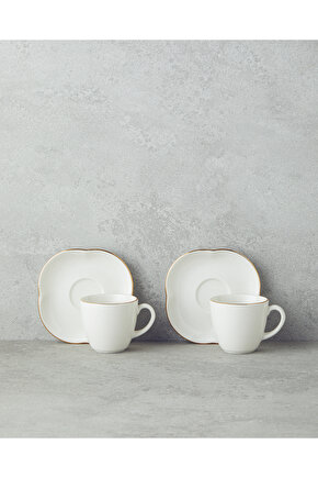 Aren Porselen 4 Parça 2 Kişilik Kahve Fincan Takımı 80 ml Gold