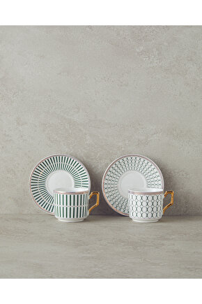 Rabecca Porselen 2li Kahve Fincan Takımı 90 ml Yeşil