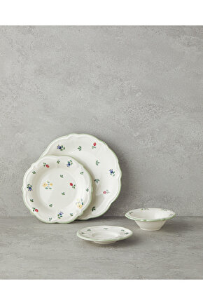 Fiorellino Porselen 8 Parça 2 Kişilik Kahvaltı Takımı Yeşil-sarı-pembe-mavi