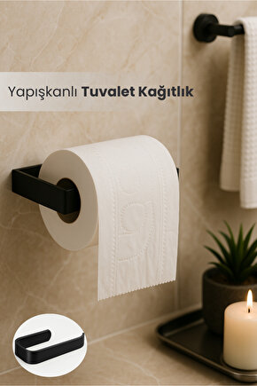 Yapışkanlı Lüks Tasarım Lamalı Tuvalet Kağıtlığı - Modern Banyo Kağıt Havluluk - Delmeden Montaj