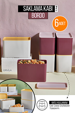 6Lı Erzak Bakliyat Saklama Kabı Tezgah Dolap Düzenleyici Organizer - Meyve ve Yemek Sızdırmaz Set