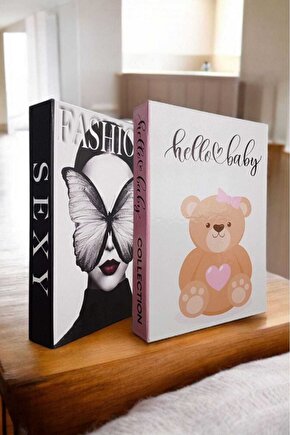 Dekoratif Kitap Görünümlü Kutu 2li Set Decorative Book Looking Box