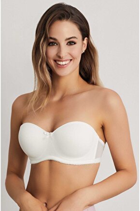 Camellıa Balenli Desteksiz Straplez Sütyen Ekru