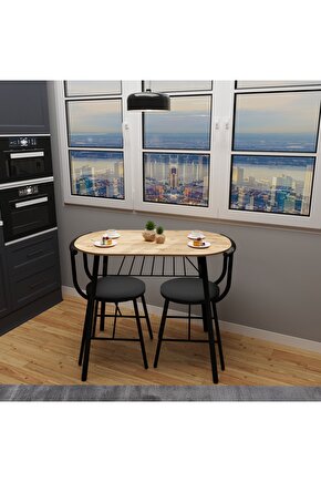 2 Kişilik Masa Takımı Mutfak Masa Sandalye Seti Döşemeli Çam 1346