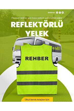 Okul Servis Araçları Için Yüksek Görünümlü Rehber Yazılı Reflektörlü Yelek - Yeni Yasa