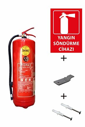 6kg Yangın Tüpü, Yangın Tüpü Levhası, Askı Aparatı Ve Dübel Vida 4lü Set