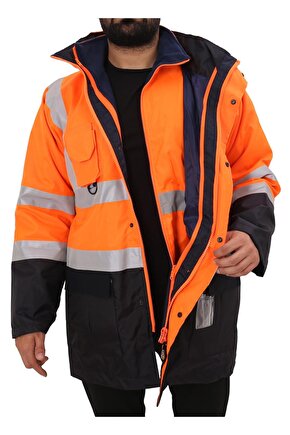 Bestguard Işçi Parkası Yüksek Görünümlü 5 1 Parka - Çok Kullanışlı Ceket Mont Parka