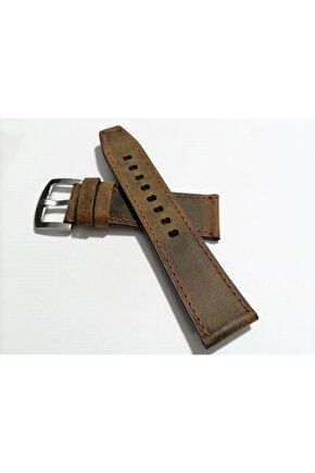 Greyzi Deri Fosil & Her Saate Uygun Saat Kordonu 26 mm kahve   (129)