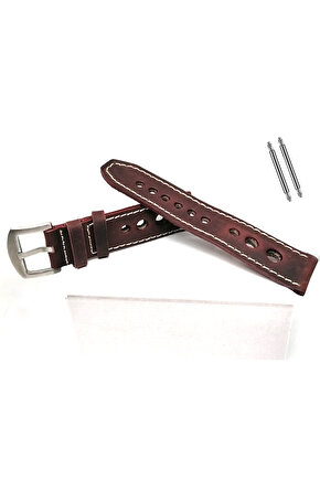 Tissot & Fossil & Panaray  Uyumlu Crayz Hakiki  Deri  24 mm  bordo