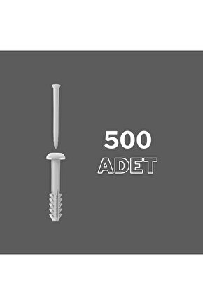 Plastik Çivili Korniş Dübeli Del Çak Dübel 7 Mm - (500 Adet)
