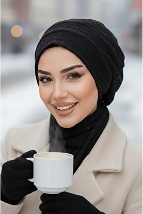 Siyah Triko Tesettür Bere Ve Etol Takım