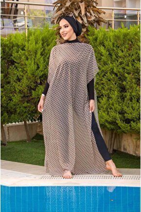 Kahve Helezon Desenli Tesettür Pareo