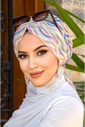 Soft Renkler Geometrik Desen Tül Tokalı Bone