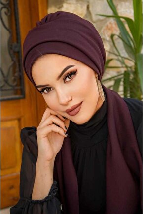 Koyu Bordo Atkılı Bone