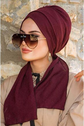 Koyu Bordo Krinkıl Atkılı Bone