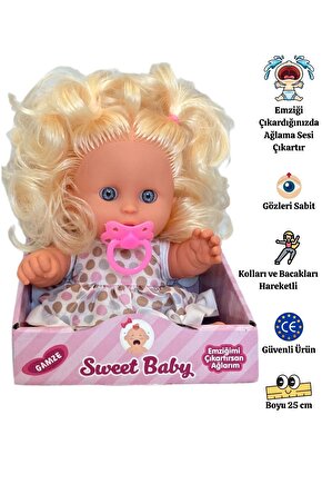 Sweet Baby Ağlayan Sarı Saçlı Et Bebek Oyuncak (25 CM)