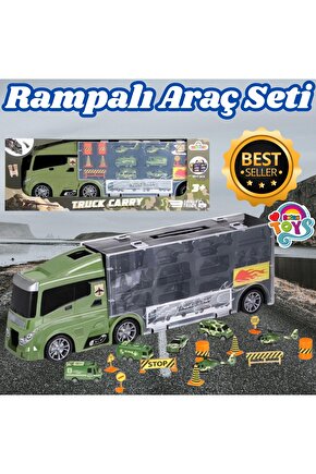 Rampalı Askeri Tır Seti - Askeri Taşıyıcı Tır - Kaydıraklı Kamyon - Araç Yol Seti - Tır Yol Seti - O