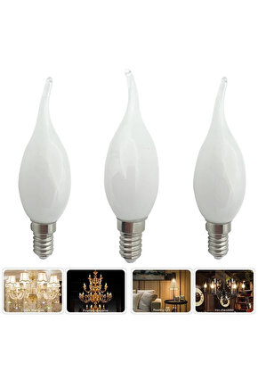 3 Adet Çok Kaliteli E14 Duy 5 Watt, 6400 Kelvin Beyaz Işık Led Ampul, Avize, Şamdan Ampulü Mum Ampul