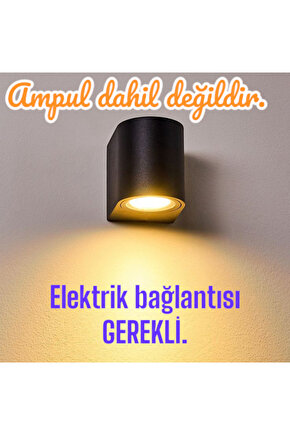 Tek Yönlü Iç - Dış Mekan Dekoratif Siyah Kasa Bahçe Balkon Salon Teras Veranda Apliği (AMPUL HARİÇ)