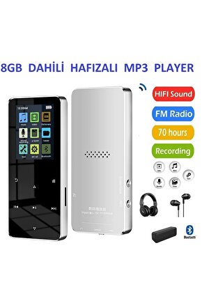 8GB HAFIZALI MP3-MP4 PLAYER MÜZİK ÇALAR FM RADYO BLUETOOTH KULAKLIK VE HOPARLÖR İLE KULLANABİLME