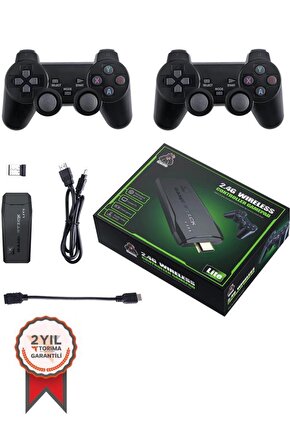 Oyun Konsolları Çift Kollu Kablosuz Atari Video Denetleyici Oyun Konsolu GC05 Siyah