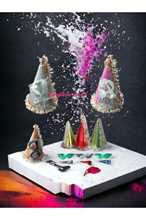 5 Adet Yılbaşı Kutlama Şapkası Kukuleta Katyon Seti