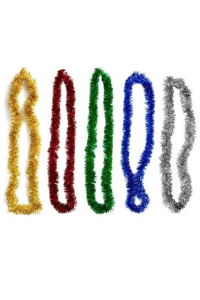 Yılbaşı Parti Süsü Boyun Süsü 5 Adet Yılbaşı Parlak Garland 200 Cm