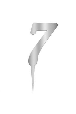 7 Rakam Gümüş Pleksi Pasta Süsü 8 Cm