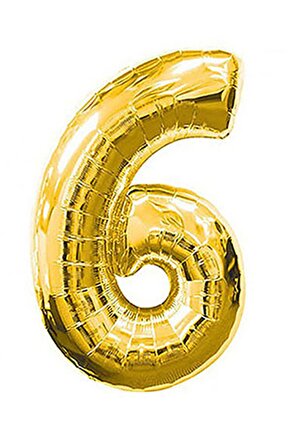 6 Rakam Gold Folyo Balon Sayılı Balon 100 Cm Dev Boy