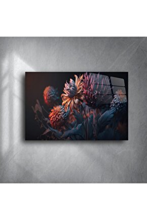 Loş tonlarda çiçek illüstrasyonu tablo