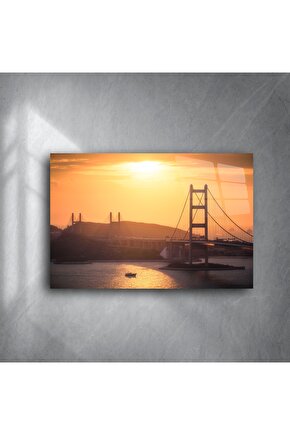 Günbatımı Manzaralı Modern Cam Tablo