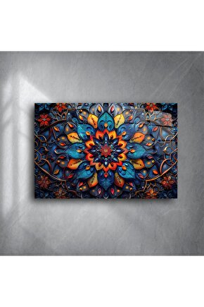 Mandala Çiçek Vitray Sanat Paneli
