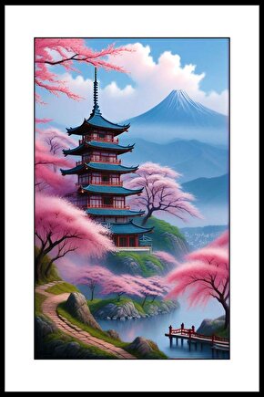 Ormandaki Japon Evi Digital Art ( ÇERÇEVESİZ - ÇERÇEVE YOKTUR ) ( ULTRA HD ) FOLYO AFİŞ - POSTER
