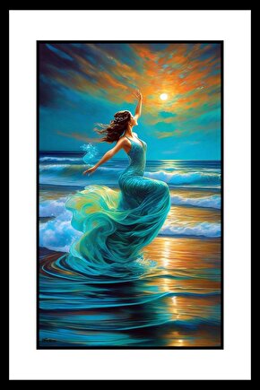 Deniz Kadın Güneş Digital Art ( ÇERÇEVESİZ - ÇERÇEVE YOKTUR ) ( ULTRA HD ) FOLYO AFİŞ - POSTER