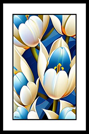 Beyaz Laleler Digital Art ( ÇERÇEVESİZ - ÇERÇEVE YOKTUR ) ( ULTRA HD ) FOLYO AFİŞ - POSTER