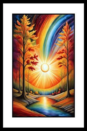 Gökkuşağı ve Nehir Digital Art ( ÇERÇEVESİZ - ÇERÇEVE YOKTUR ) ( ULTRA HD ) FOLYO AFİŞ - POSTER