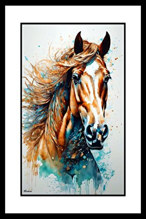 Yeleli Vahşi At Digital Art ( ÇERÇEVESİZ - ÇERÇEVE YOKTUR ) ( ULTRA HD ) FOLYO AFİŞ - POSTER