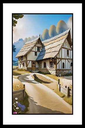 Tahta Köy Evi Digital Art ( ÇERÇEVESİZ - ÇERÇEVE YOKTUR ) ( ULTRA HD ) FOLYO AFİŞ - POSTER
