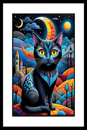 Tatlı Gotik Kedi Digital Art ( ÇERÇEVESİZ - ÇERÇEVE YOKTUR ) ( ULTRA HD ) FOLYO AFİŞ - POSTER