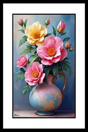 Eski Vazoda Çiçekler Digital Art ( ÇERÇEVESİZ - ÇERÇEVE YOKTUR ) ( ULTRA HD ) FOLYO AFİŞ - POSTER