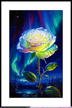 Işık Saçan Gül Digital Art ( ÇERÇEVESİZ - ÇERÇEVE YOKTUR ) ( ULTRA HD ) FOLYO AFİŞ - POSTER