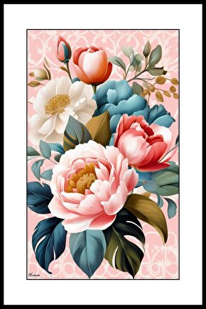 Beyaz Pembe Güller Digital Art ( ÇERÇEVESİZ - ÇERÇEVE YOKTUR ) ( ULTRA HD ) FOLYO AFİŞ - POSTER