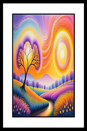 Ağaç ve Güneş Digital Art ( ÇERÇEVESİZ - ÇERÇEVE YOKTUR ) ( ULTRA HD ) FOLYO AFİŞ - POSTER