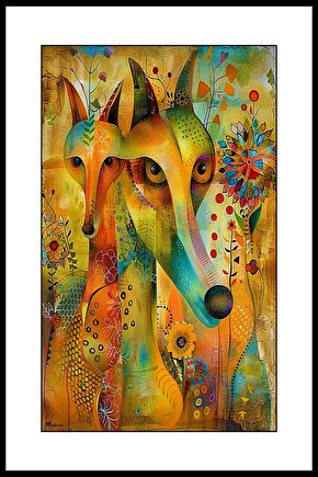 Tilki Ailesi Digital Art ( ÇERÇEVESİZ - ÇERÇEVE YOKTUR ) ( ULTRA HD ) FOLYO AFİŞ - POSTER