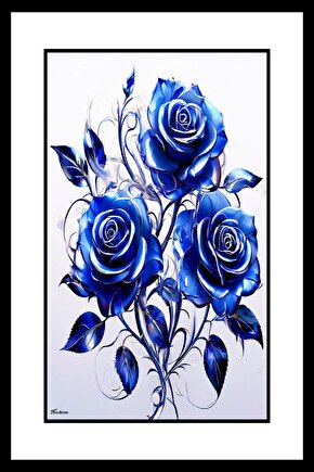 Mavi Gül Demeti Digital Art ( ÇERÇEVESİZ - ÇERÇEVE YOKTUR ) ( ULTRA HD ) FOLYO AFİŞ - POSTER