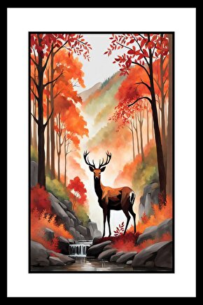 Yanlız Geyik Digital Art ( ÇERÇEVESİZ - ÇERÇEVE YOKTUR ) ( ULTRA HD ) FOLYO AFİŞ - POSTER