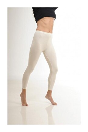 Kadın Ekru Saf Yün Tayt