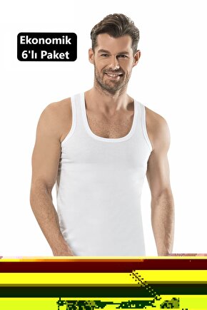 6 Adet 101 Erkek Atlet Eko Paket - Beyaz