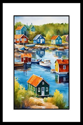 Balıkçı Kasabası Digital Art ( ÇERÇEVESİZ - ÇERÇEVE YOKTUR ) ( ULTRA HD ) FOLYO AFİŞ - POSTER