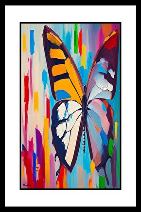 Çok renkli Kelebek Digital Art ( ÇERÇEVESİZ - ÇERÇEVE YOKTUR ) ( ULTRA HD ) FOLYO AFİŞ - POSTER